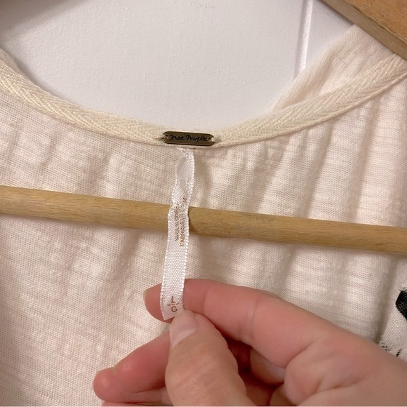 Free People Long Hood Aztec Trim Cardigan Hooded Pockets White Black Cre… - Picture 4 of 16